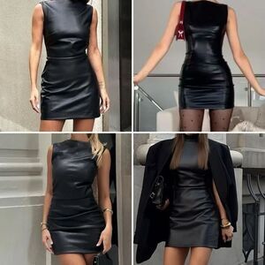 NWT 1 STATE Shiny Black Mini Dress